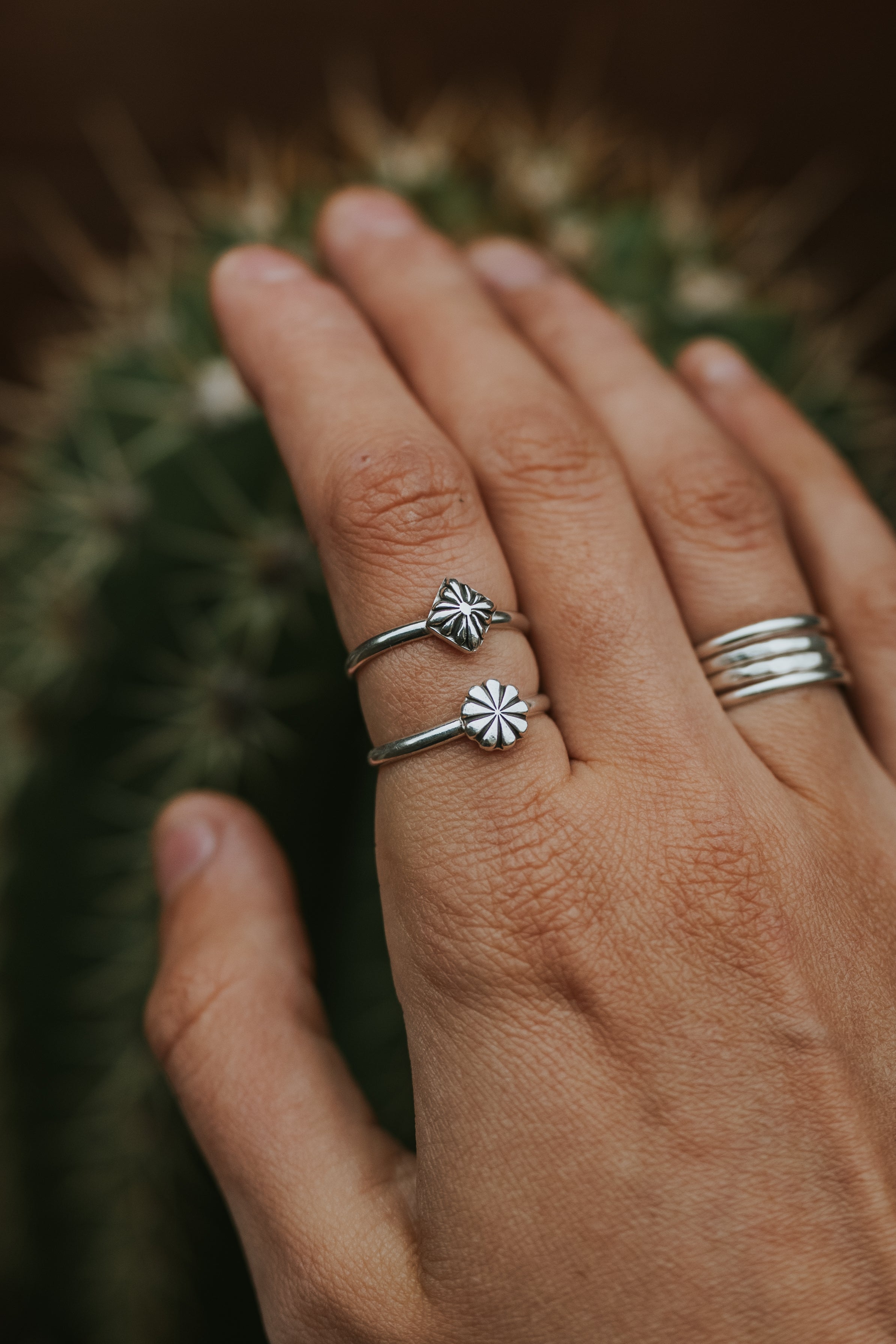 Diamond Concho Stacker Ring