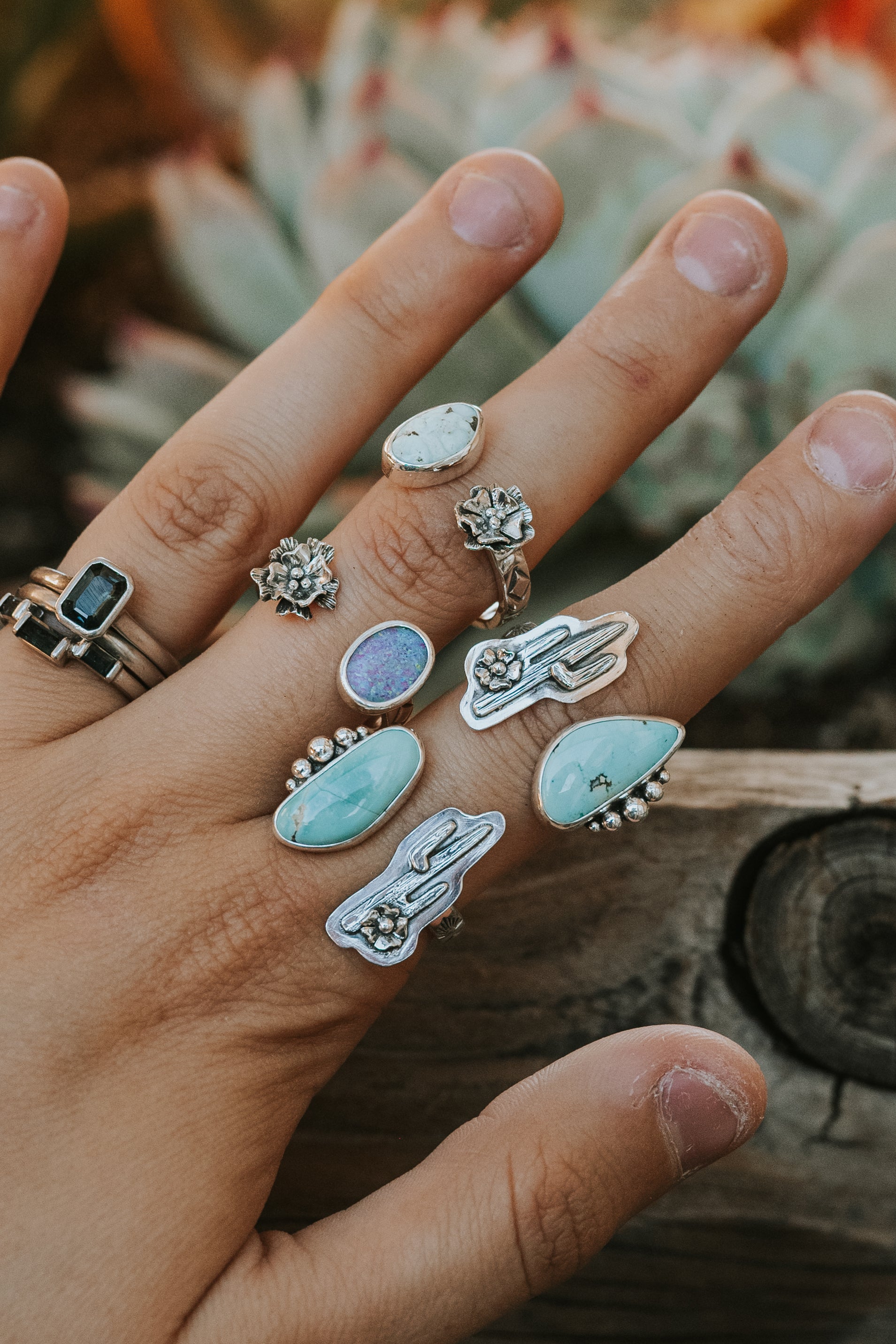 Bloom & Cactus Open Shank Rings
