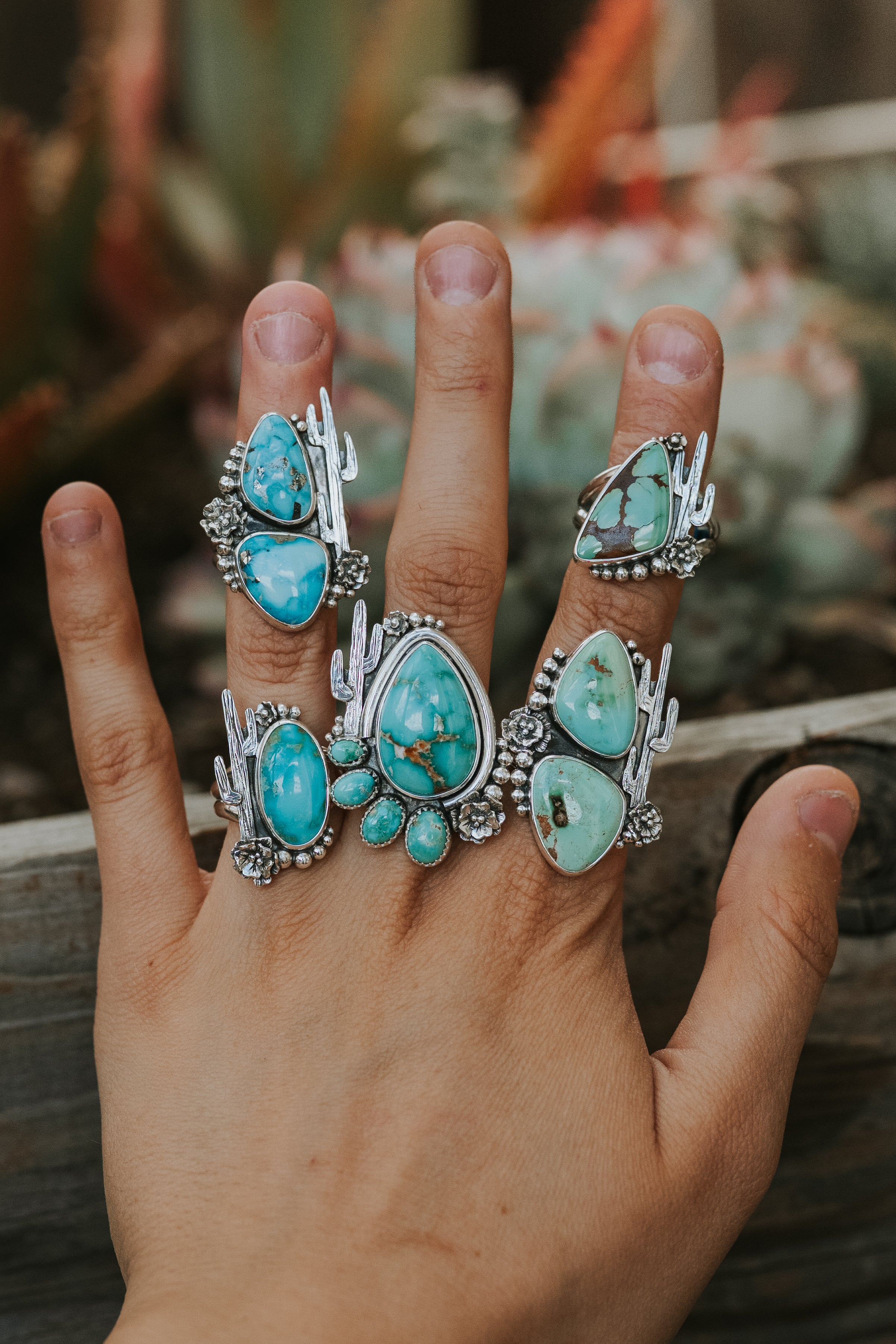 Blue Bird Double Desert Bloom Ring