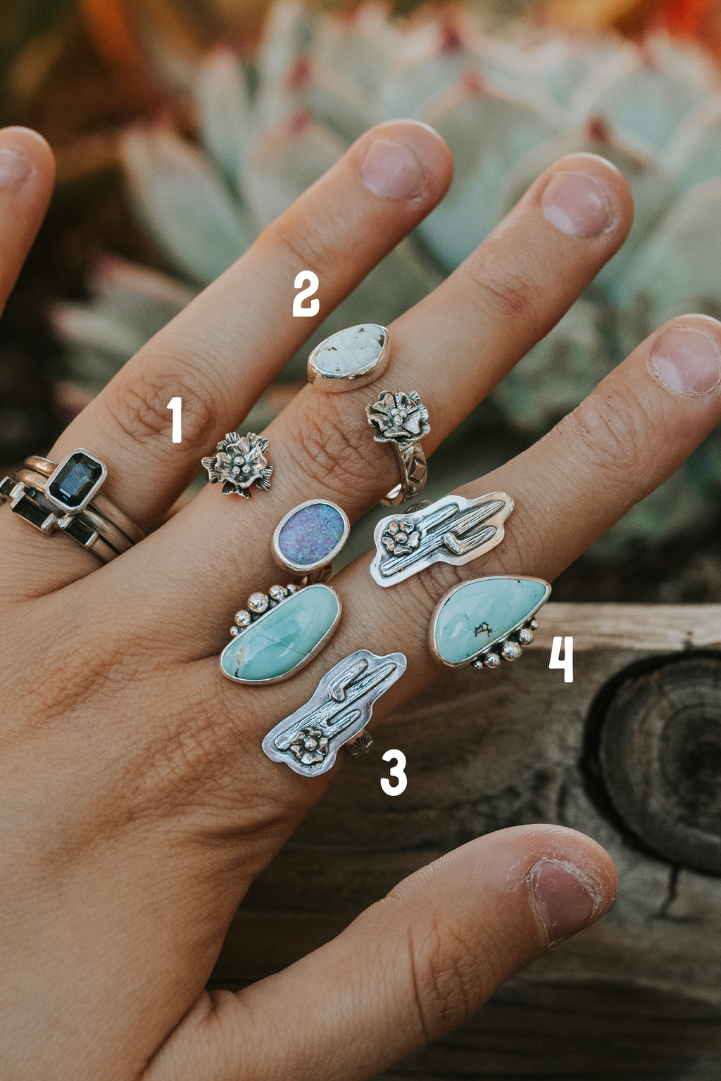 Bloom & Cactus Open Shank Rings